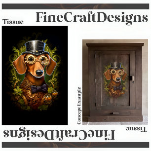 Ornate Steampunk Dachshund Dog Decoupage Right 149 Tissue Paper