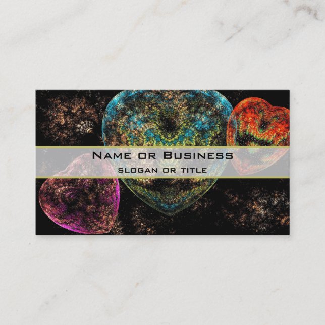Ornate Steampunk Velvet Textured Hearts Business Card (Front)