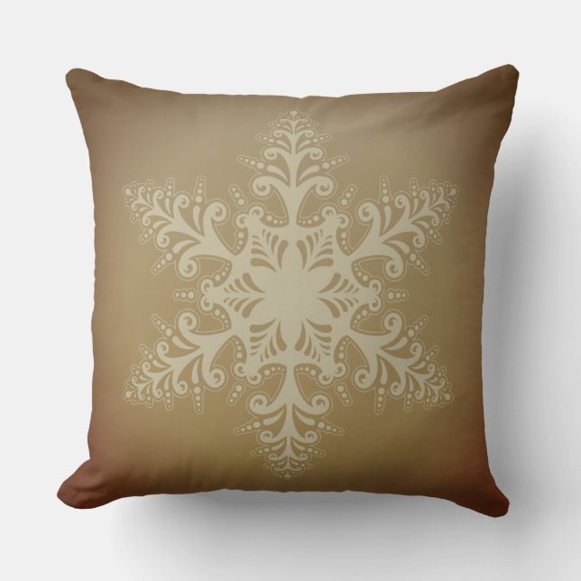 Ornate Stylish Snowflake Classic Vintage Christmas Cushion (Front)
