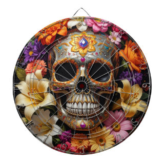Ornate Sugar Skull Dartboard