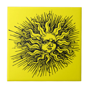 Ornate Sun Vintage Celestial Tile