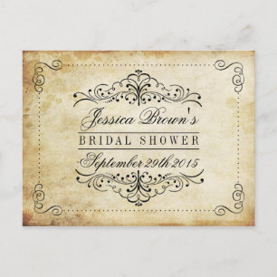 Ornate Swirl Vintage Bridal Shower Recipe Cards