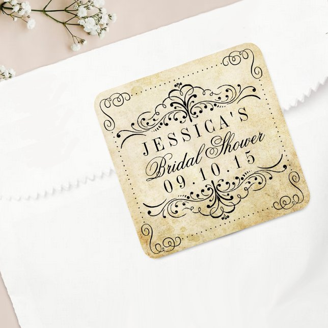 Ornate Swirl Vintage Bridal Shower Stickers (Creator Uploaded)