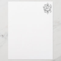 Ornate swirly monogram letterhead writing paper