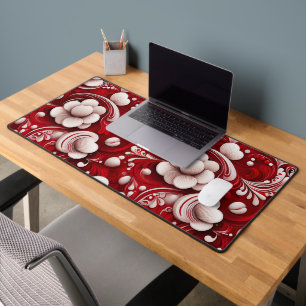 ORNATE SWIRLY VALENTINE LOVE FLOWERS DESK MAT