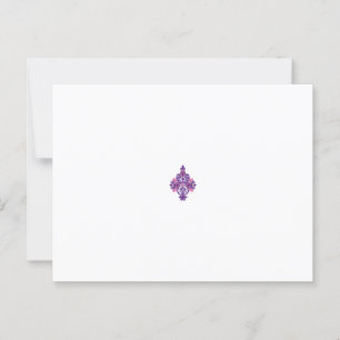 Ornate, symmetrical design with purple, pink, and  postcard