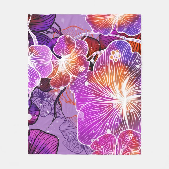 Ornate Tender Flowers Mix Pattern Fleece Blanket (Front)