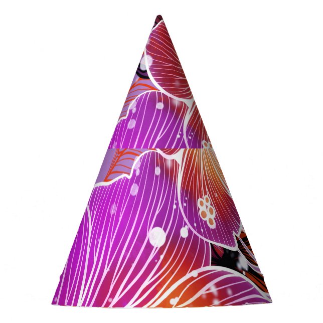 Ornate Tender Flowers Mix Pattern Party Hat (Front)