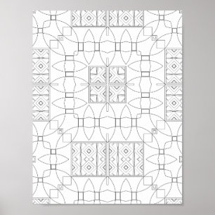 Ornate Tile Pattern Colouring Page Symmetry Design Poster