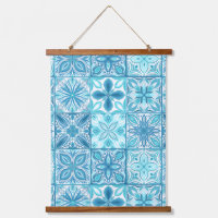 Ornate tiles in blue and white