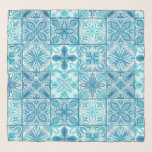 Ornate tiles in blue and white scarf<br><div class="desc">Hand-painted various ornate tiles with floral elements</div>