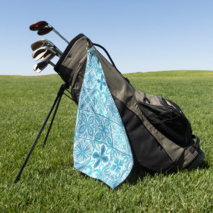 Ornate tiles in blue and yellow golf towel