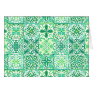 Ornate tiles in green and white