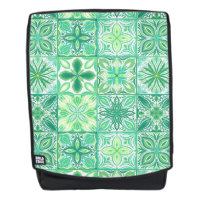 Ornate tiles in green and white