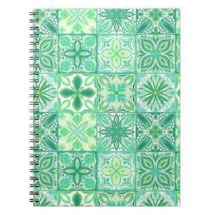 Ornate tiles in green and white notebook