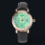 Ornate tiles in green and white watch<br><div class="desc">Hand-painted various ornate tiles with floral elements</div>