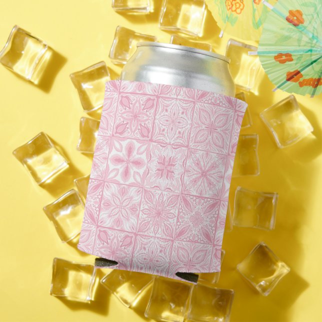 Ornate tiles in pink  can cooler (In Situ Summer)