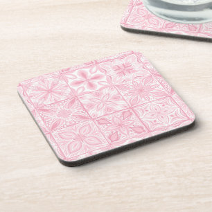 Ornate tiles in pink  coaster