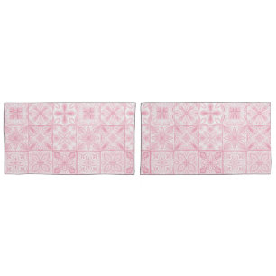 Ornate tiles in pink pillowcase