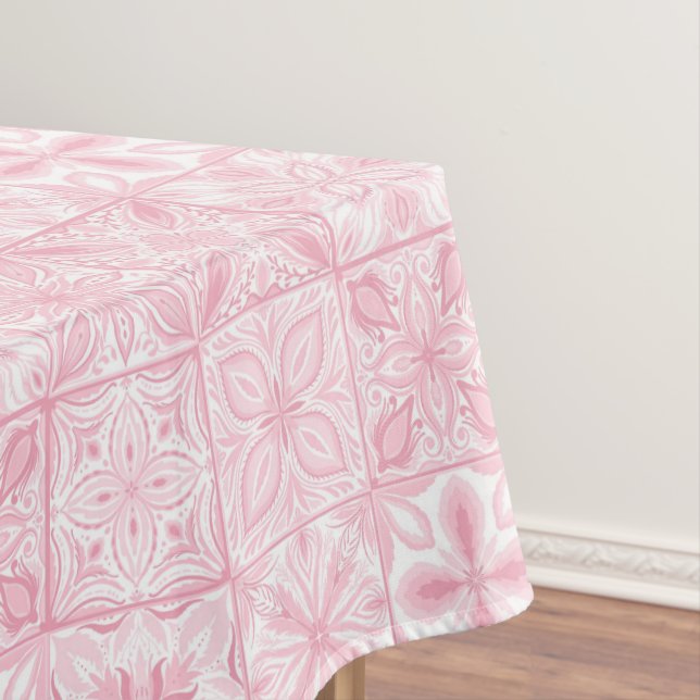 Ornate tiles in pink  tablecloth (In Situ)