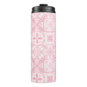 Ornate tiles in pink  thermal tumbler