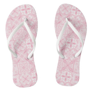 Ornate tiles in pink  thongs