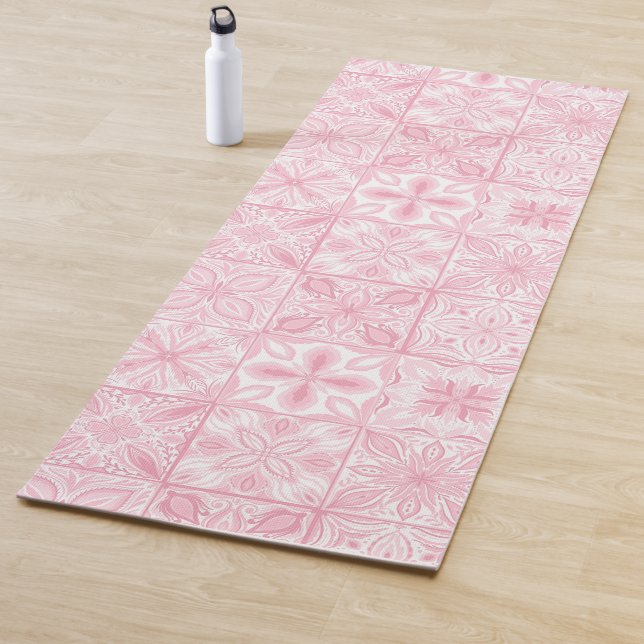 Ornate tiles in pink  yoga mat (In Situ)