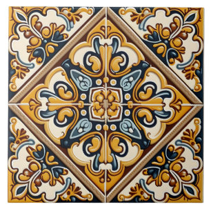 Ornate Traditional Spanish Ceramic Tile