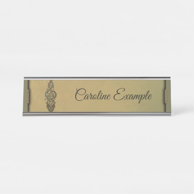 Ornate Treble Clef  Desk Name Plate (Front)