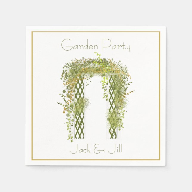 Ornate Trellis with Green and Gold Foliage  Napkin (Front)