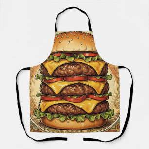 Ornate Triple Cheeseburger Apron