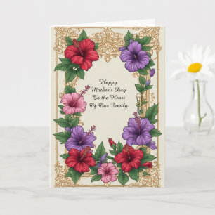 Ornate Tropical Hibiscus Floral Frame Card