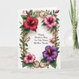 Ornate Tropical Hibiscus Floral Frame Card