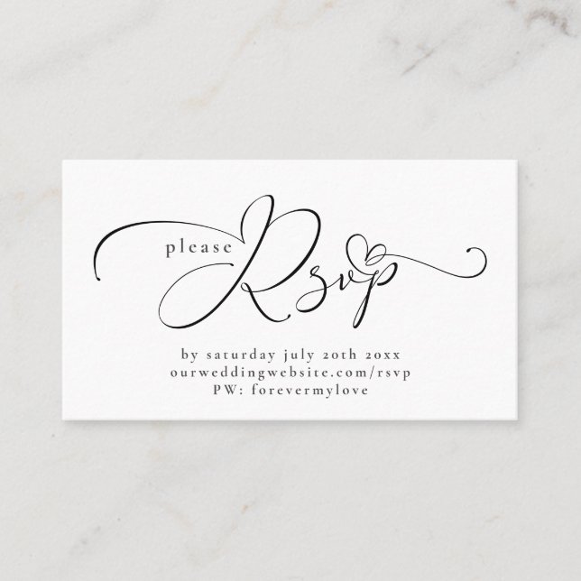 Ornate Typography  RSVP for Online Response  Business Card (Front)