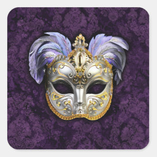 Ornate Venetian Mask Square Sticker
