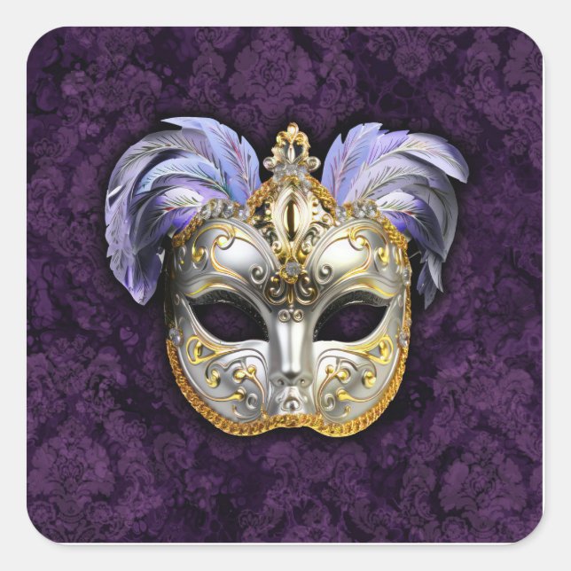 Ornate Venetian Mask Square Sticker (Front)