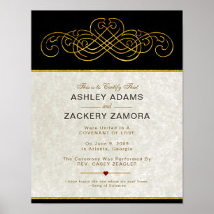 Ornate Victorian Contemporary Wedding Certificate Poster