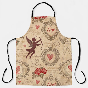 Ornate Victorian Cupid Valentine Romance Apron