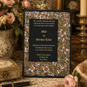 Ornate Victorian Era 1896 Floral Foliage Wedding Invitation