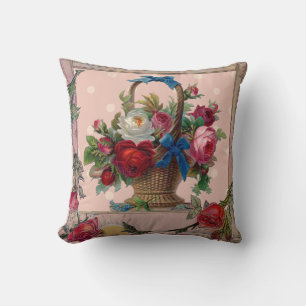 Ornate Victorian Flower Basket Pillow