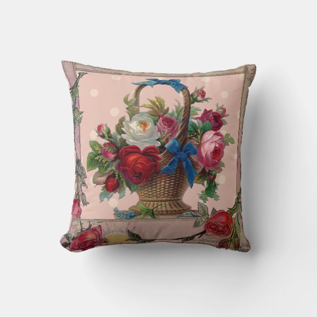 Ornate Victorian Flower Basket Pillow (Front)