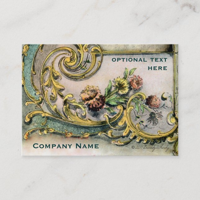 Ornate Victorian Flower & Scroll Business Card (Front)