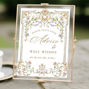 Ornate Victorian Grace Floral Advice & Wishes Sign