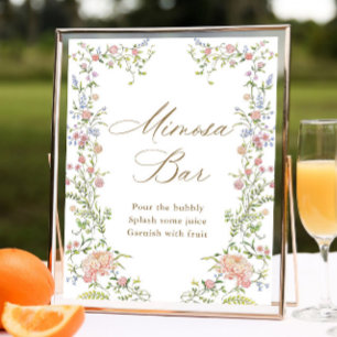 Ornate Victorian Grace Floral Mimosa Bar Sign