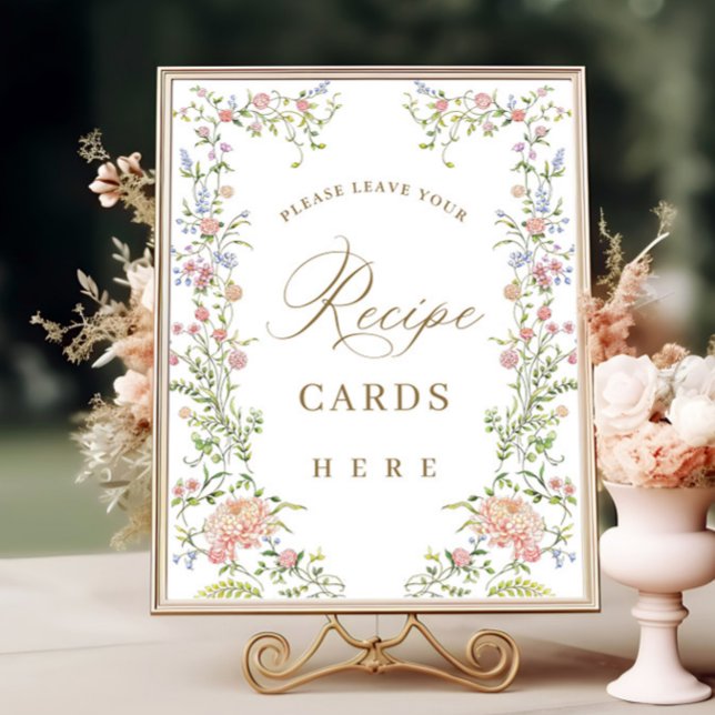 Ornate Victorian Grace Floral Recipe Cards Sign (Creator Uploaded)