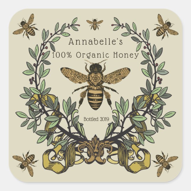 Ornate Victorian Honey Label Personalise (Front)