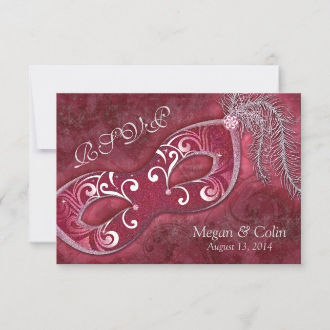 Ornate Victorian Masquerade Ball Wedding RSVP Card (Front)