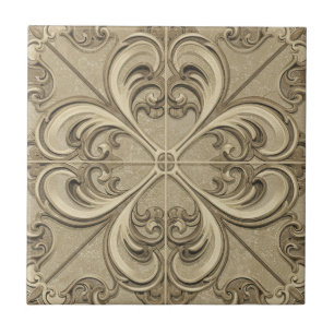 Ornate Victorian Motif Design Ceramic Tile