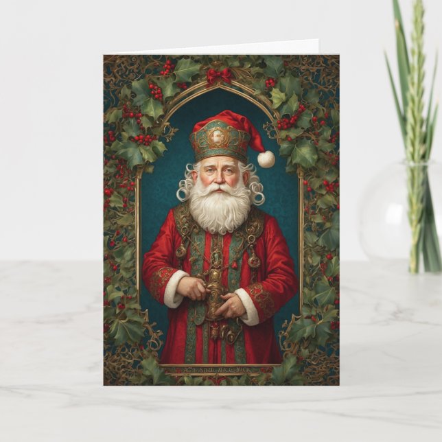 Ornate Victorian Old St. Nick Christmas Card (Front)