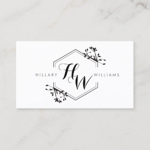 Ornate Vine and Leaf Monogram Emblem Business Card